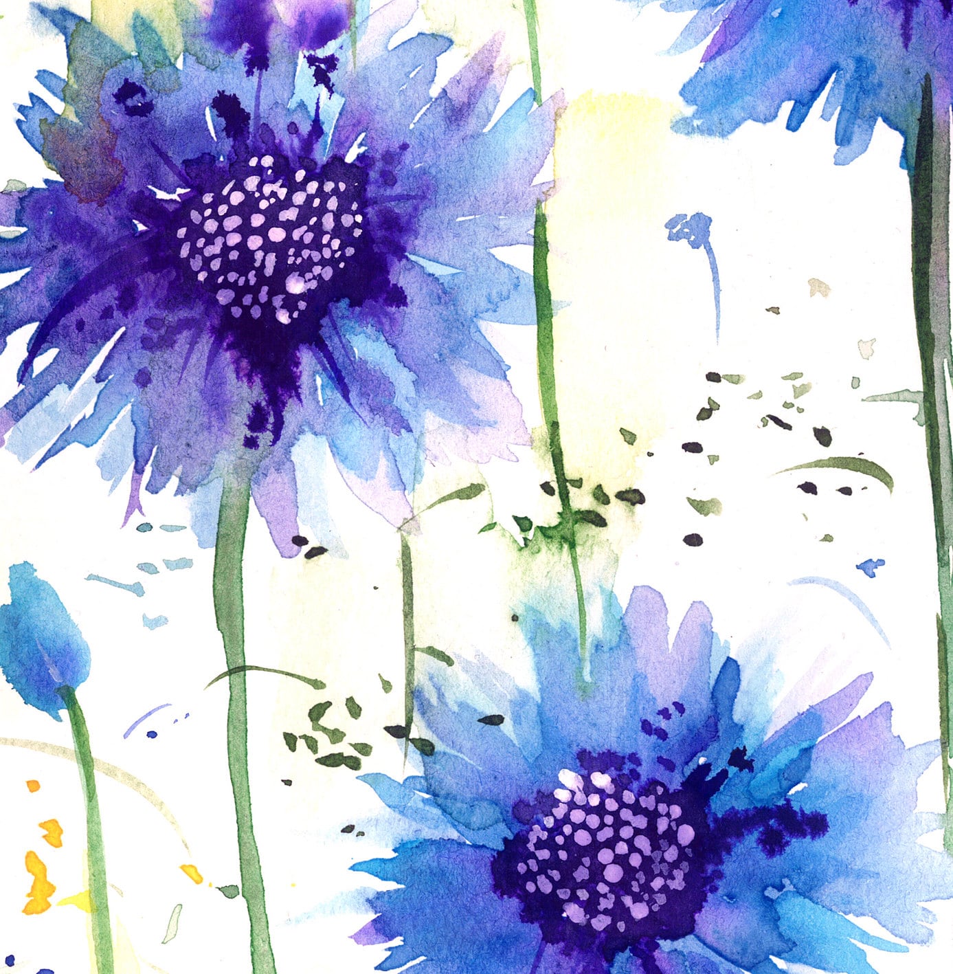 Blue cornflowers painting Blue Flowers Watercolor painting