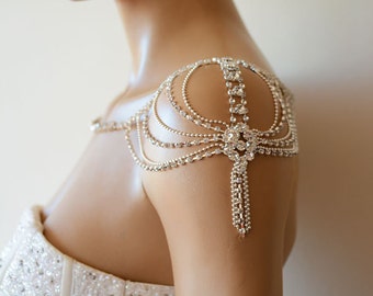 Wedding Rhinestone Jewelry, Wedding Dress Shoulder, Wedding Dress Accessory, Bridal Epaulettes, Wedding Accessory, Bridal Accessory