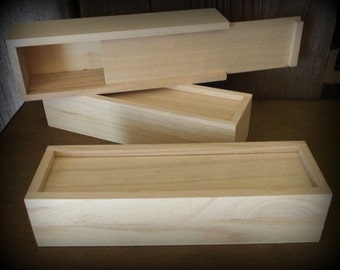 Unfinished Pine Wood Box with Sliding Lid