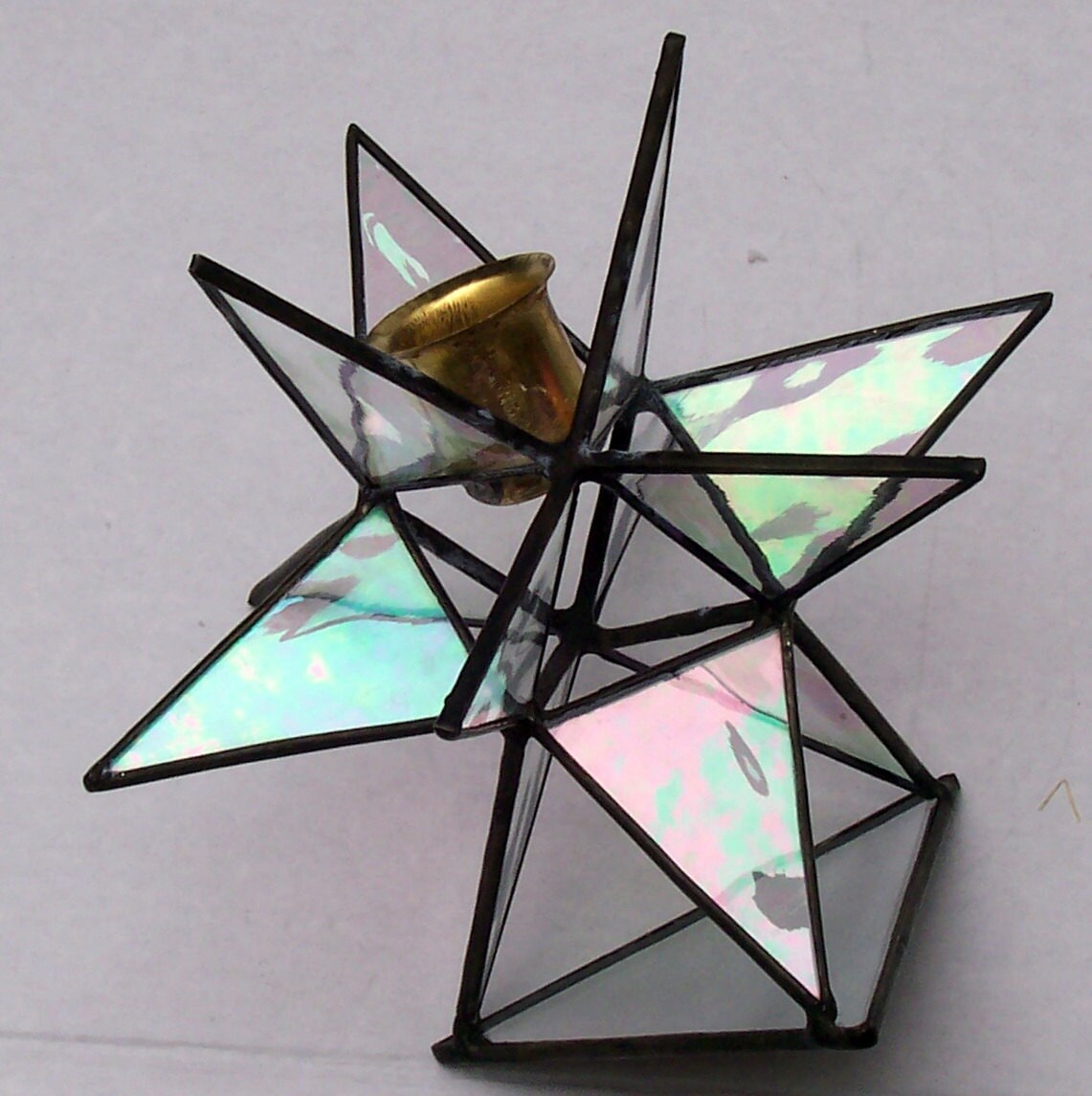 Stained Glass Moravian Star Candleholders Table Ornament