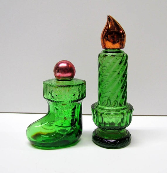 Items similar to 2 Vintage Avon Christmas Bottles / Figurine Decanters