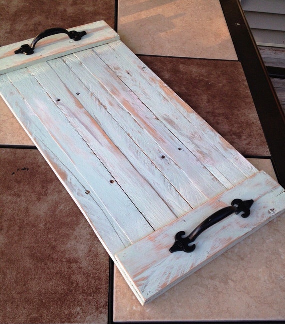 Wood Pallet Serving Tray Mint Green