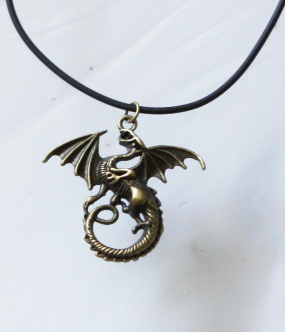 Mal Dragon Necklace Disney Descendants Inspired vitage bronze