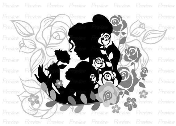 Digital Stamp Belle Beauty and the Beast Flower Disney