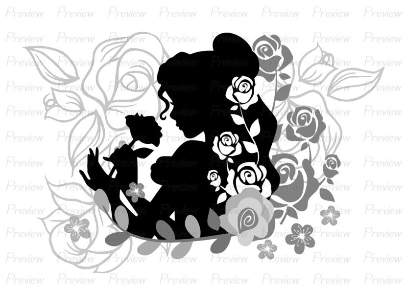 Digital Stamp Belle Beauty and the Beast Flower Disney