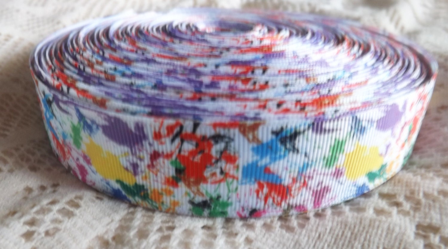 paint splatter ribbon rainbow splatter 1 inch ribbon
