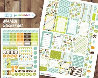 MAMBI Planner stickers Printable Stickers, owl planner stickers, monthly stickers, Happy Planner - 431