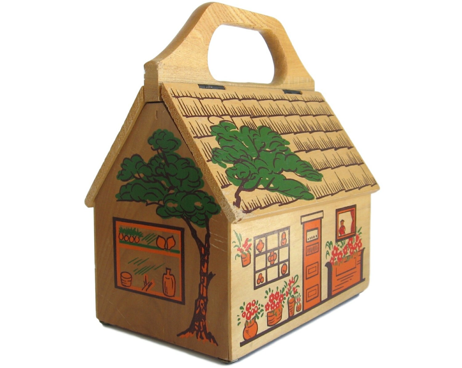 Wooden House Purse Wood Box Purse GARY GAIL DALLAS 1970s Purse