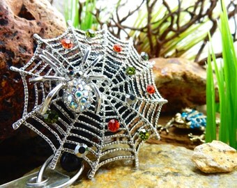 Spiderweb Halloween Badge Reel - Retractable Badge Holder - Spider Web Badge Clip - Retractable Badge Reel - Spooky Spider Badge Clip