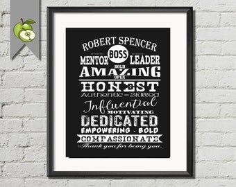 BOSS DAY, boss printable, thank you boss, Personalised typography, wall art print, home decor, personalised, men, women, best boss