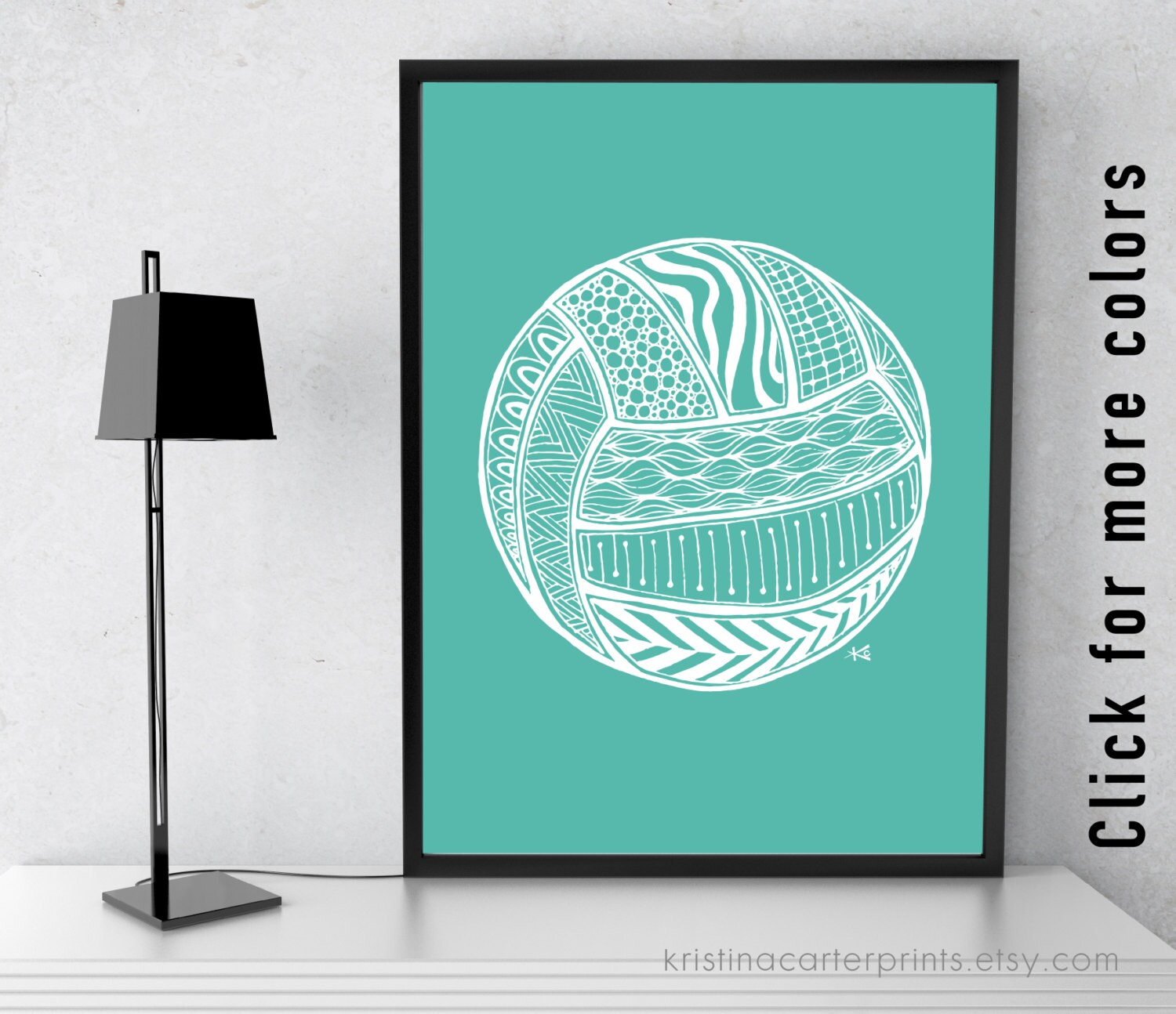 volleyball art print zentangle drawing instant printable