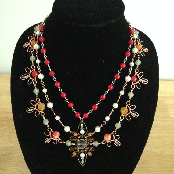 Autumn Leaves Wire-Wrapped Statement Necklace