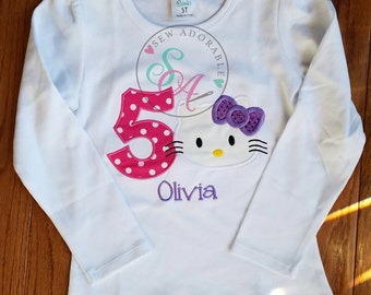 Hello Kitty birthday Shirt, personalized birthday shirt, hello kitty party