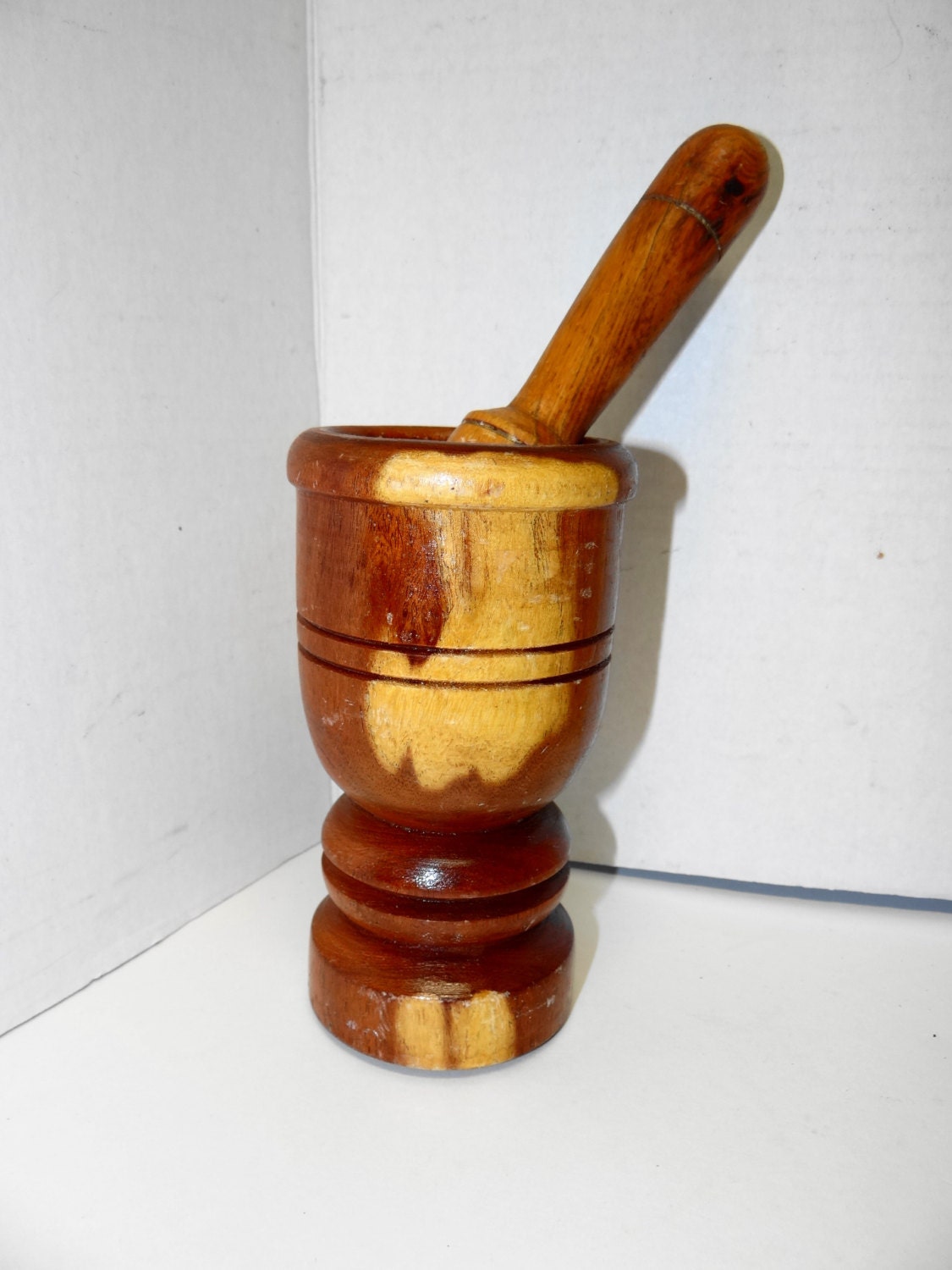 Vintage Large Handmade Wooden Mortar and Pestle Ritual Tools