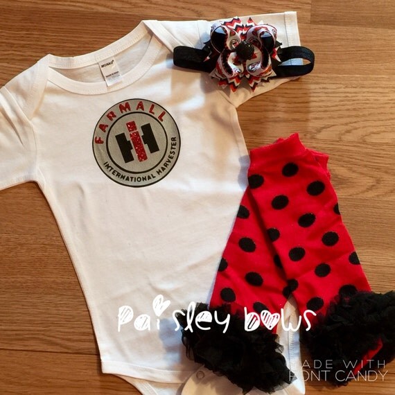 Farmall girl tractor baby girl farm girl outfit by PaisleyBows
