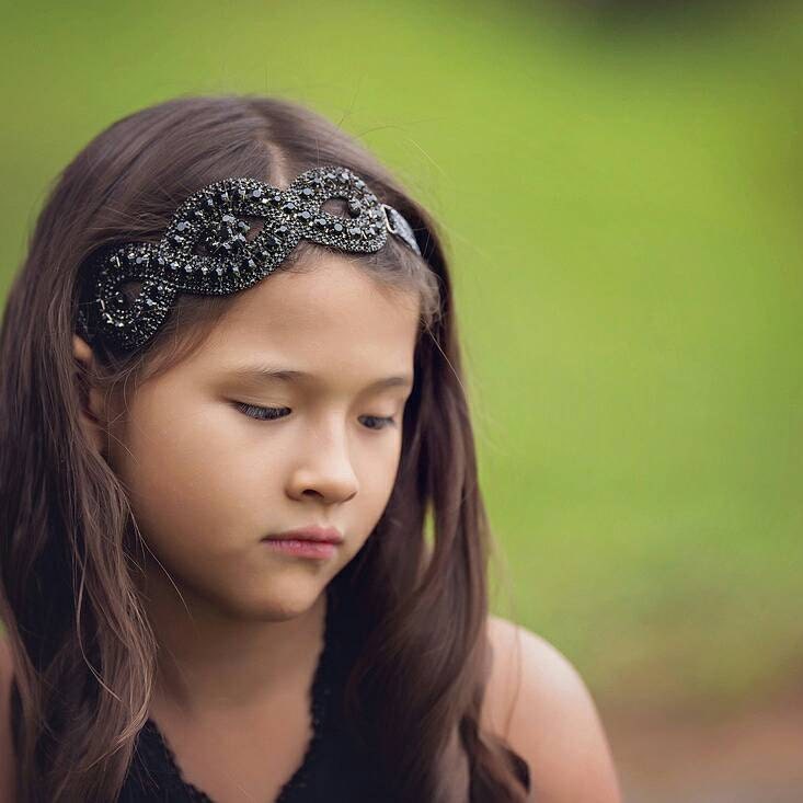 Black headband Girls headband Rhinestone headband Infinity