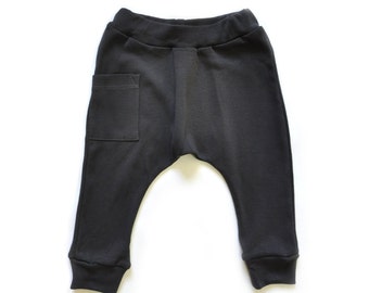 Baby Boy Clothes - Organic Baby Clothes <<8 days delivery to US&CA>> Boy Baby Harem Pants, Baby Boy Pants, Baby Boy Leggings - Coal Gray