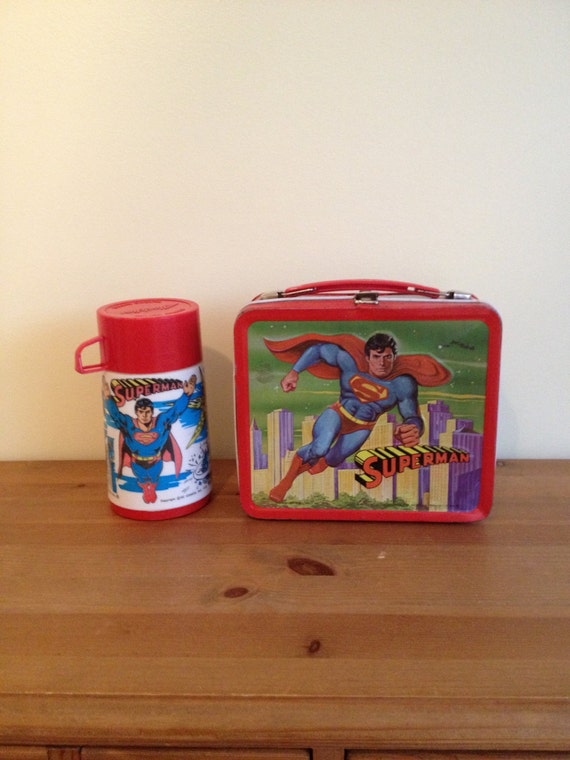 Superman Metal Lunchbox with Thermos Vintage 1978 SALE