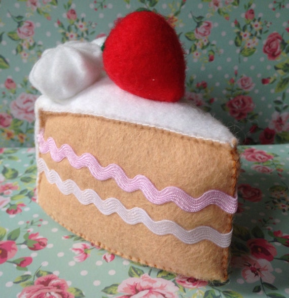 Felt play food felt cake slice felt sponge cake felt