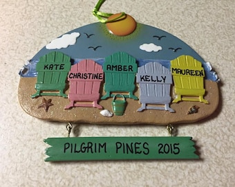 Beach Chairs Personalized Christmas Ornaments
