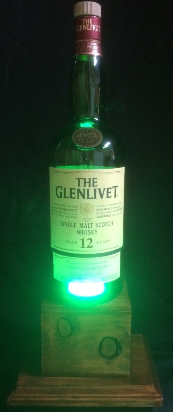Green Glass Single Malt Scotch Whiskey Bottle Lamp GREEN LED