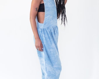 Indigo Harem Jumpsuit in Raw Silk