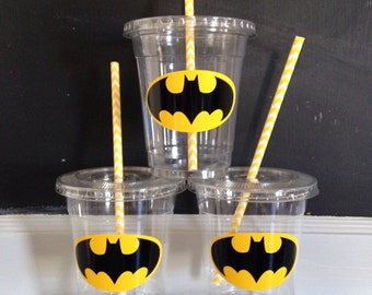25 Plastic Batman Party Cups-12 oz