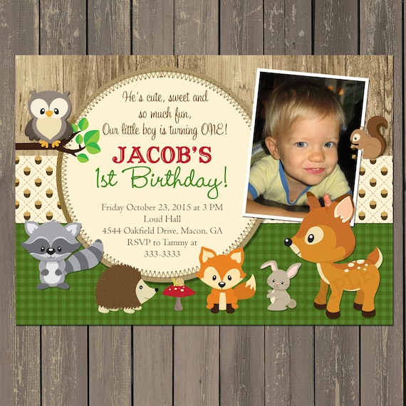 Woodland Animal Birthday Invitations 1