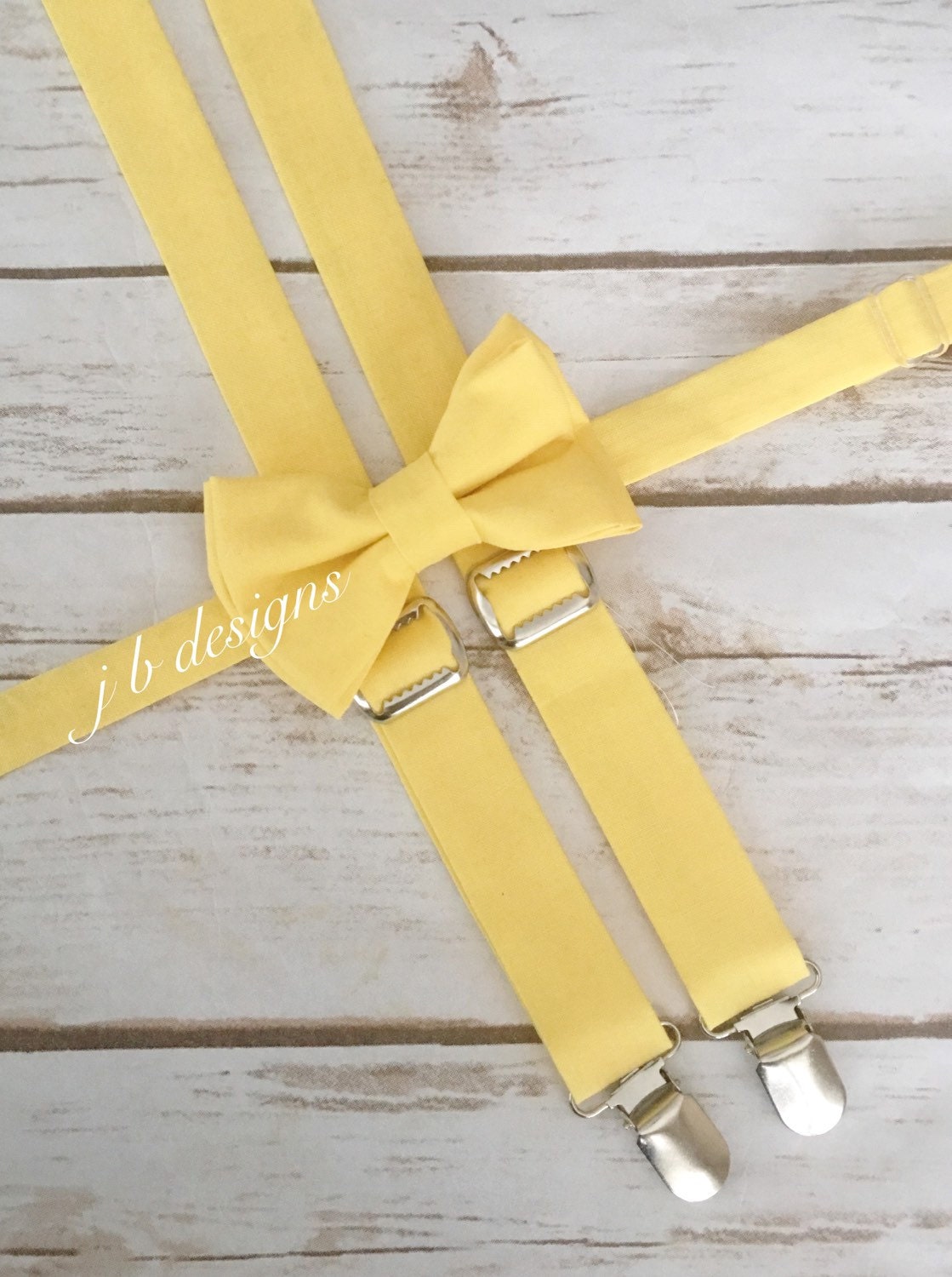 Yellow Bow Tie and Suspender Set yellow Suspenders yellow