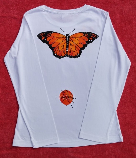 Women's Crew Neck Long-sleeve Butterfly T-shirt