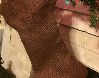 Burlap dog bone stocking, chocolate brown