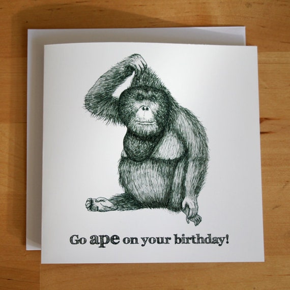 Go ape on your birthday orangutan card