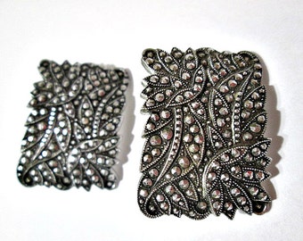 Faux Marcasite Pierced Earrings Vintage Aluminum Western Germany