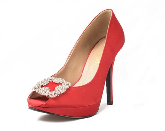 lace heels red