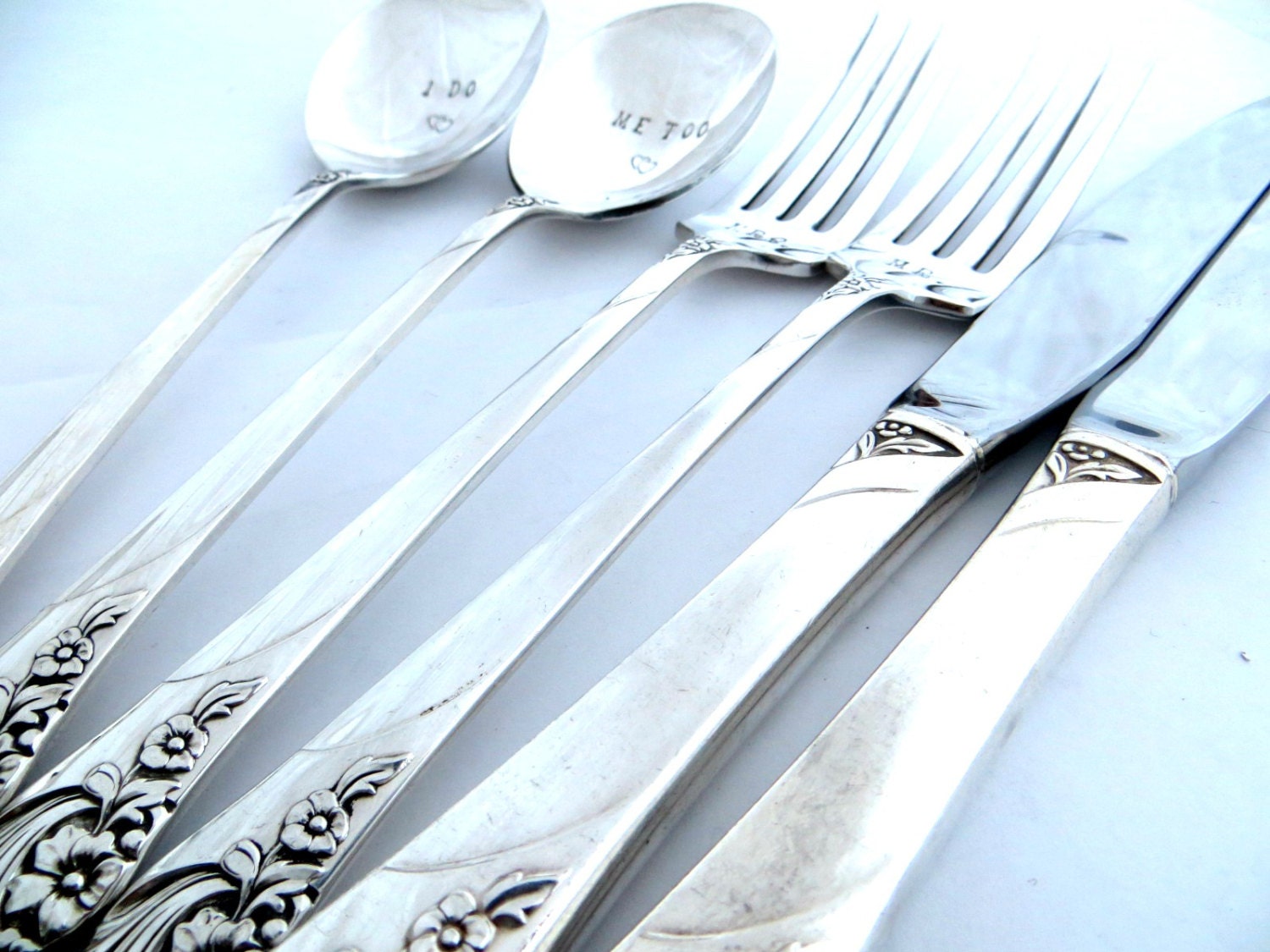 Wedding silver plated silverware flatware stamped set spoon