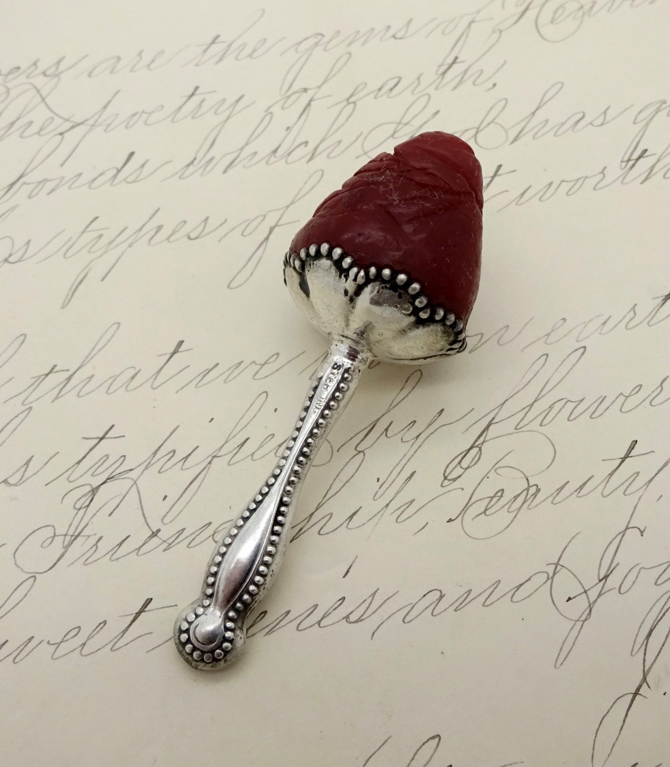 Antique Victorian STERLING NEEDLE WAX Sterling Silver