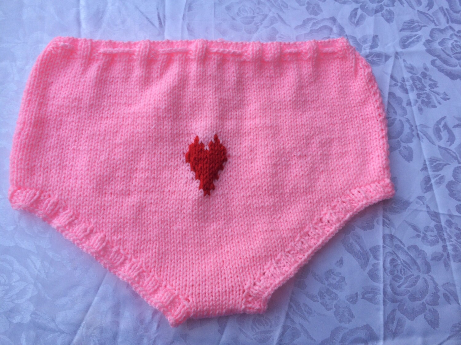 Pink hand knitted underwear high waisted bikini knitted