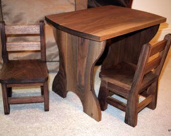 Toddler Table and Chair, table and chairs, Handmade, Natural Wood