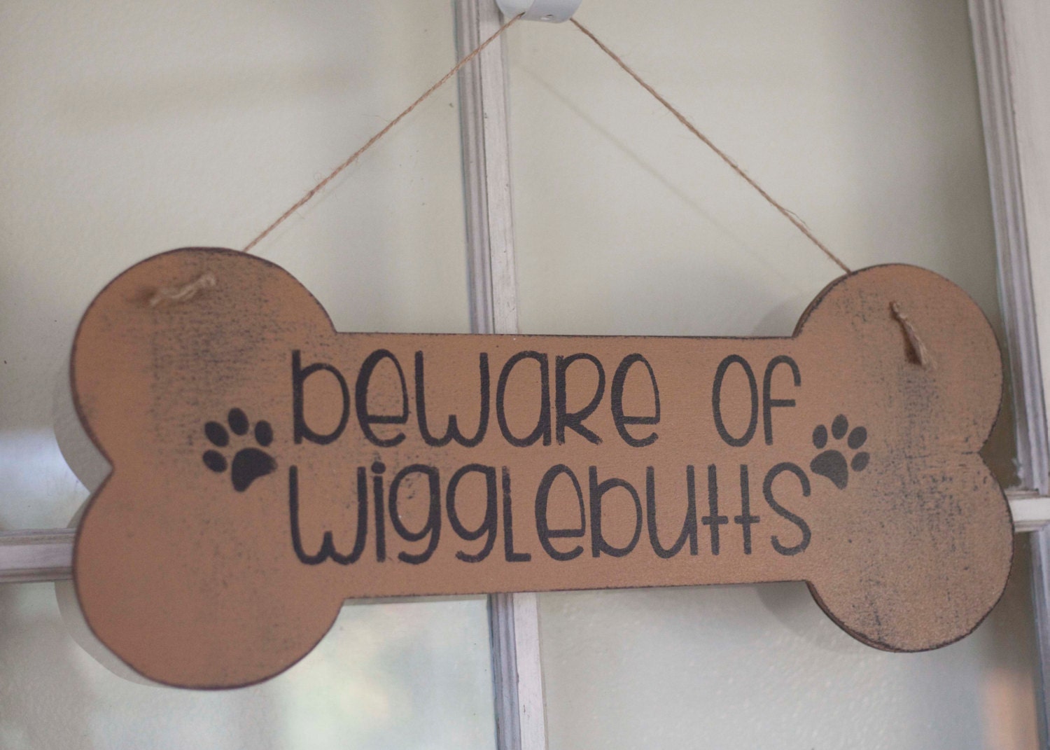 Beware of Wigglebutts Dog Bone Door Hanger