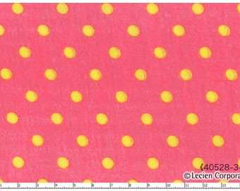 L's Modern Double Gauze Yellow Dot on Pink - Lecien - pink and yellow polka dot fabric, cotton fabric, 40528 21