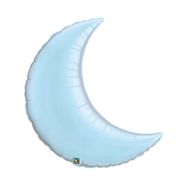 35 Crescent Moon Mylar Balloon Light Blue