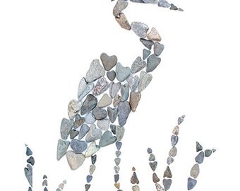 Great blue heron heart rock note card