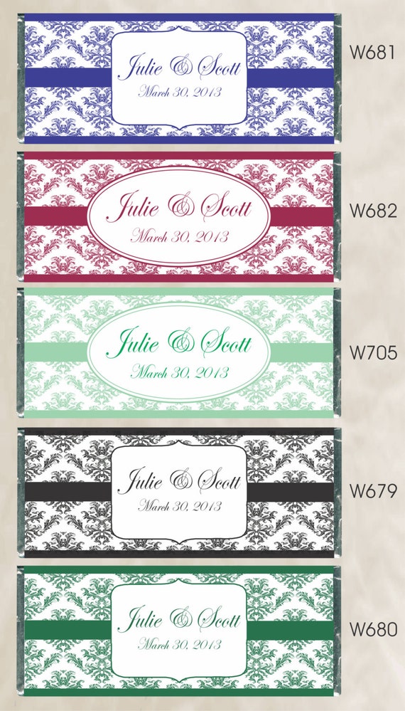 Candy Bar Wrapper Wedding Favors Bridal Shower retirement