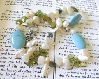 Vintage White BLISTER PEARLS 20" NECKLACE w/ Glass Accent Beads Silver Tone Clasp Ladies Unmarked Collectible Gifting Business Attire