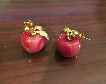 30% DISCOUNT SALE Cute Vintage Avon Red Apple Swirl Earrings (#2)