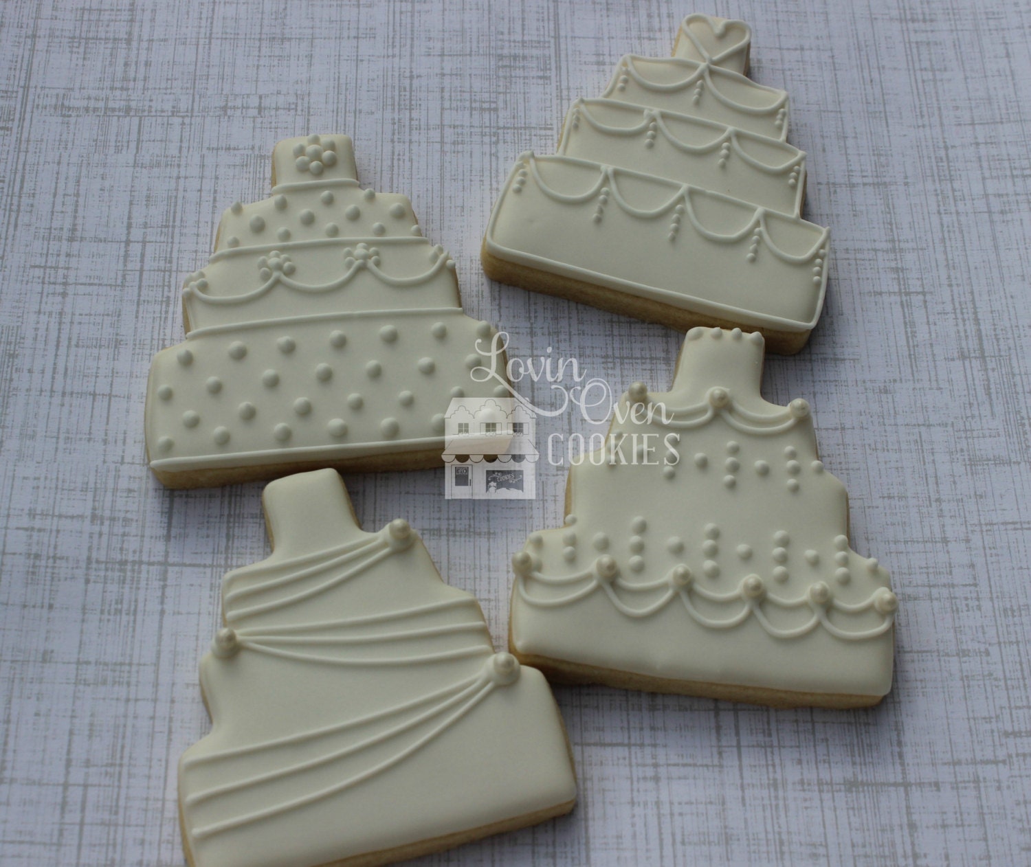 Wedding Cake Decorated Sugar Cookies 1 Dozen Wedding Favor
