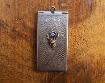 Vintage Stag Elks BPOE Sterling Locket Fob - BPOE Elks Insignia Marathon Sterling Stamp or Bill Locket