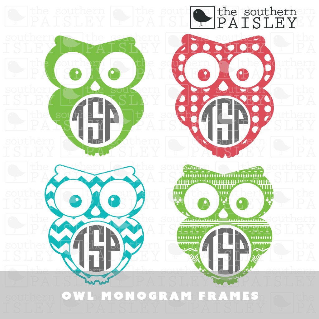 Download Owl Monogram Frames .svg/.eps/.dxf/.ai for Silhouette