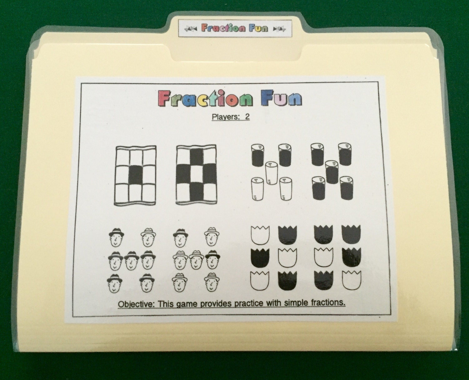 FRACTION FUN Fractions File Folder Game Ready to play