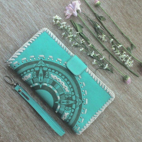 Ladee Mandala' Leather Clutch Wallet / mandala / boho by LadeeTaha